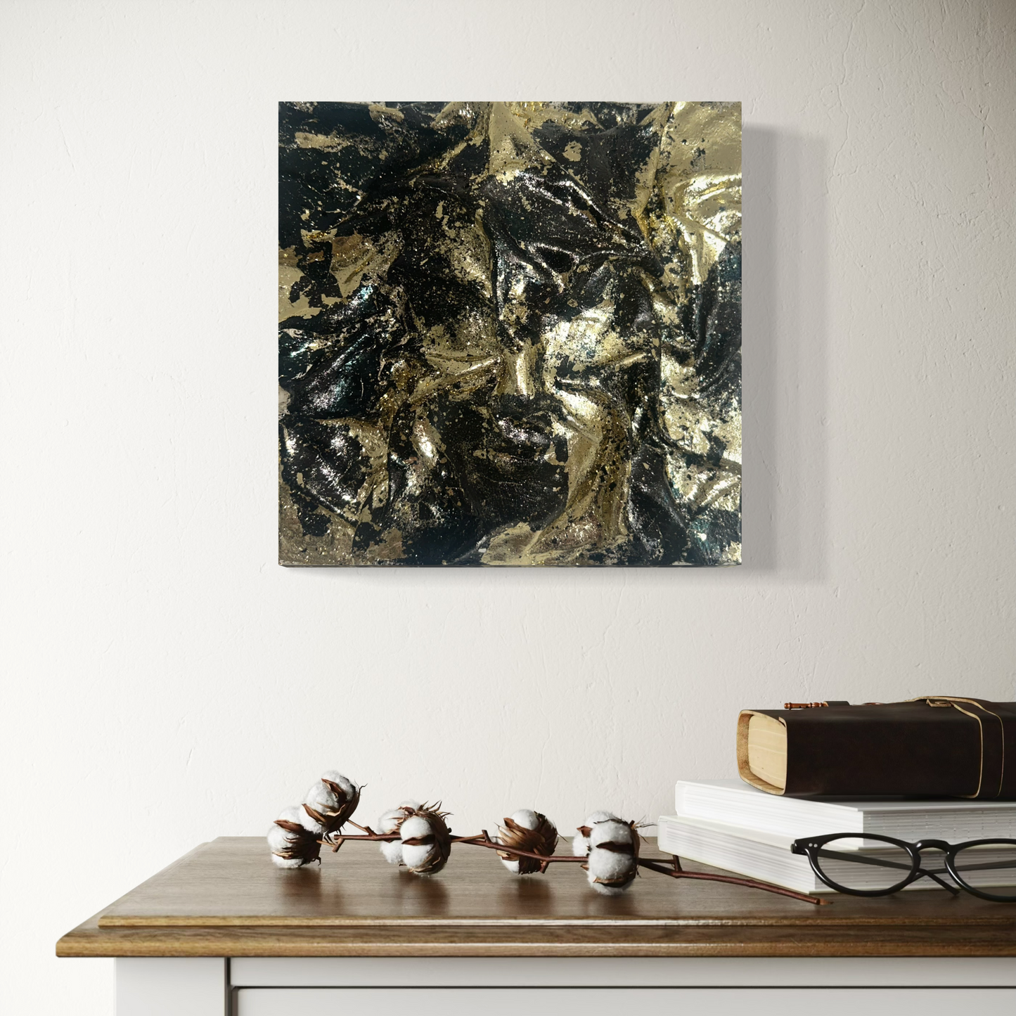 Black and Gold Textured Art Piece